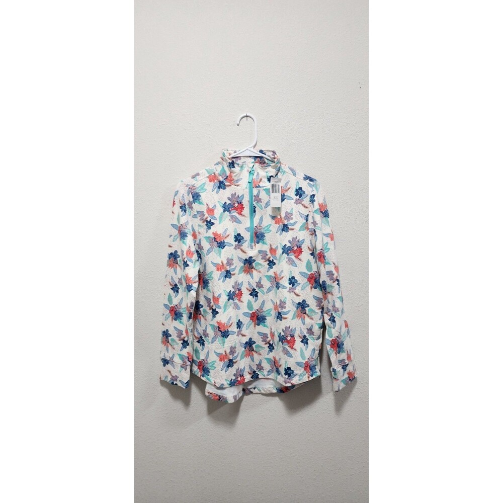 Vera Bradley French Terry Pullover Tropical Floral Size Medium 1/4 Zip